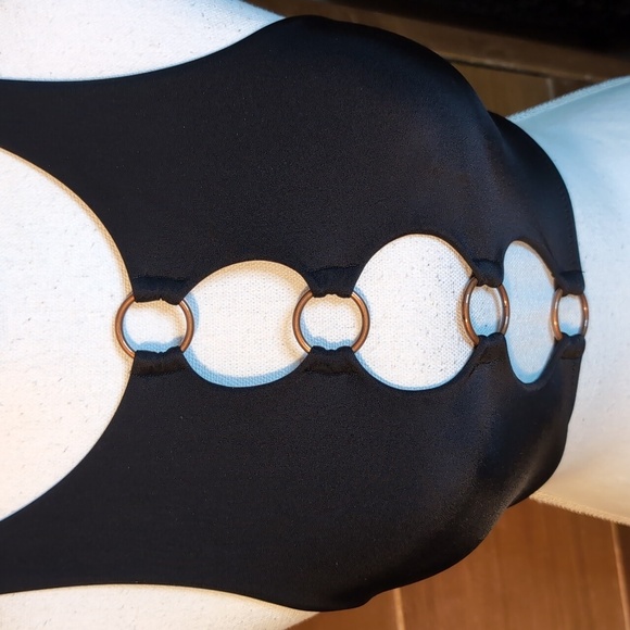 Aerie Black Ring Bikini Top Sz S - Picture 2 of 10